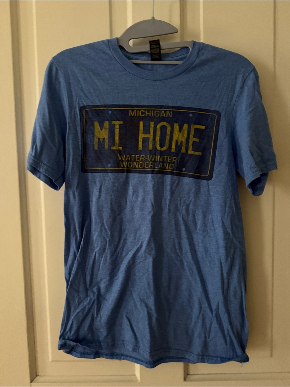 Gildan Sky Blue MI HOME License Plate Graphic Tee